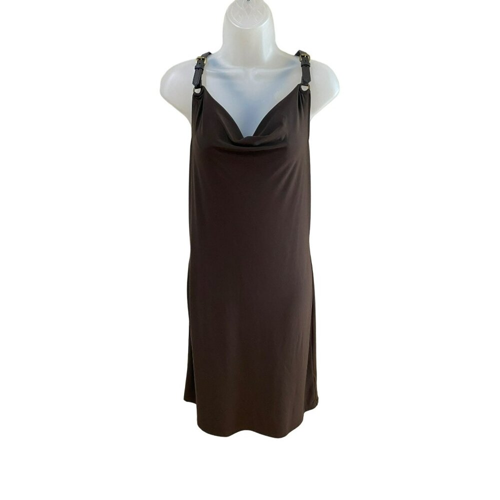New Michael Kors Slip Shift Dress w/ Flowy Top & Leather Straps Size Medium